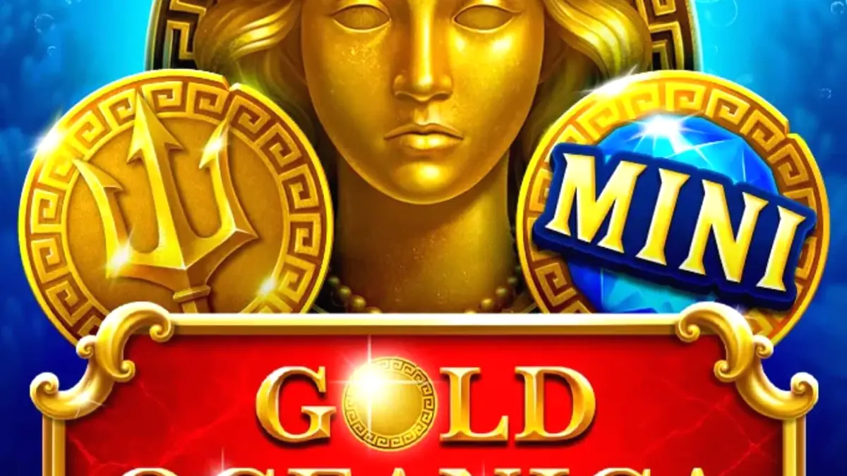 Interface de jogo do slot Gold Oceanica com elementos marinhos e moedas de ouro